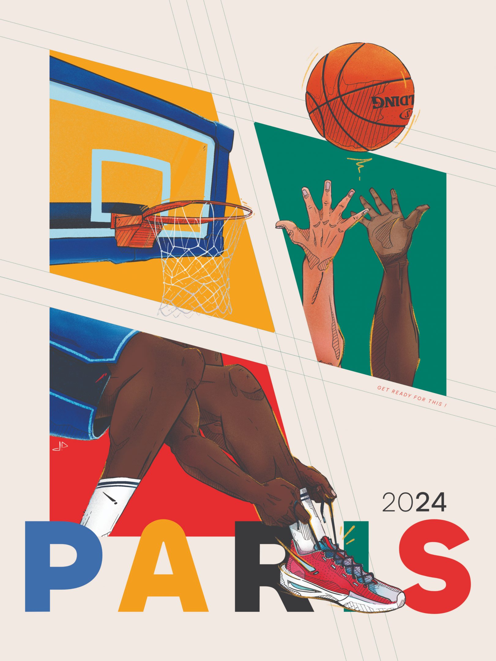 Poster Basketball by Jason Dejaegere for Olympics Games in Paris 2024