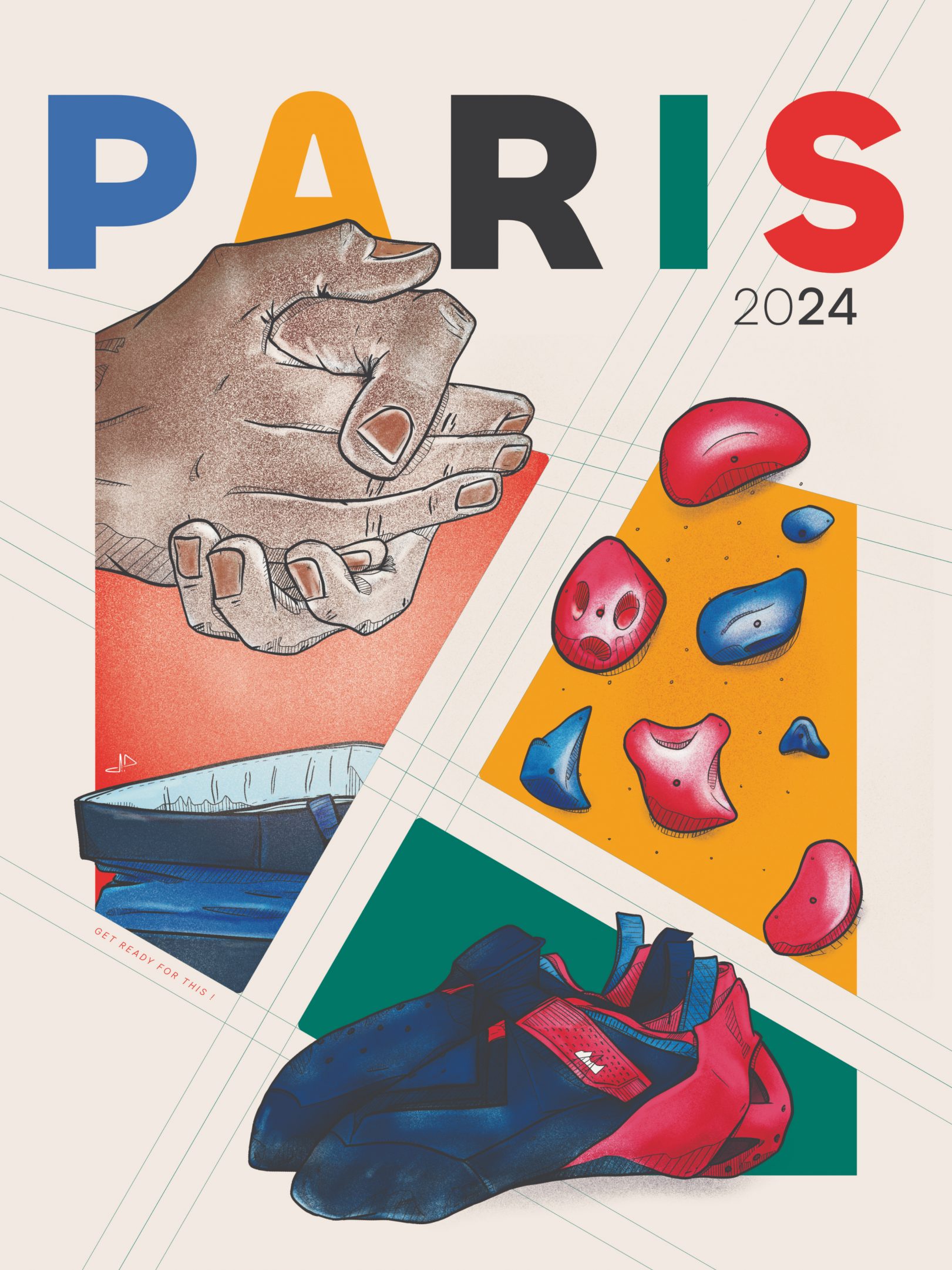 Poster Climbing by Jason Dejaegere for Olympics Games in Paris 2024