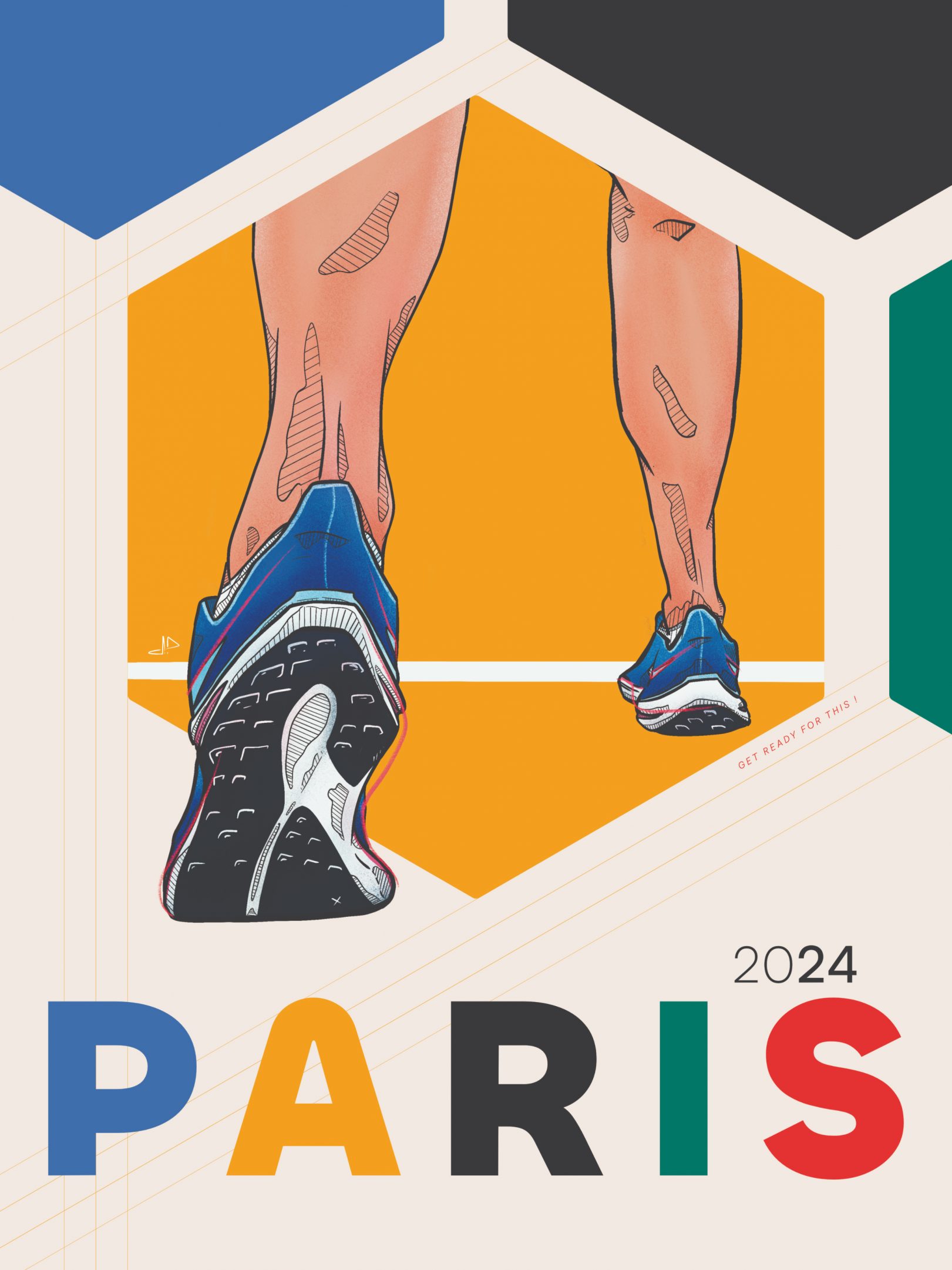 Poster modern pentathlon laser-run running by Jason Dejaegere for Olympics Games in Paris 2024