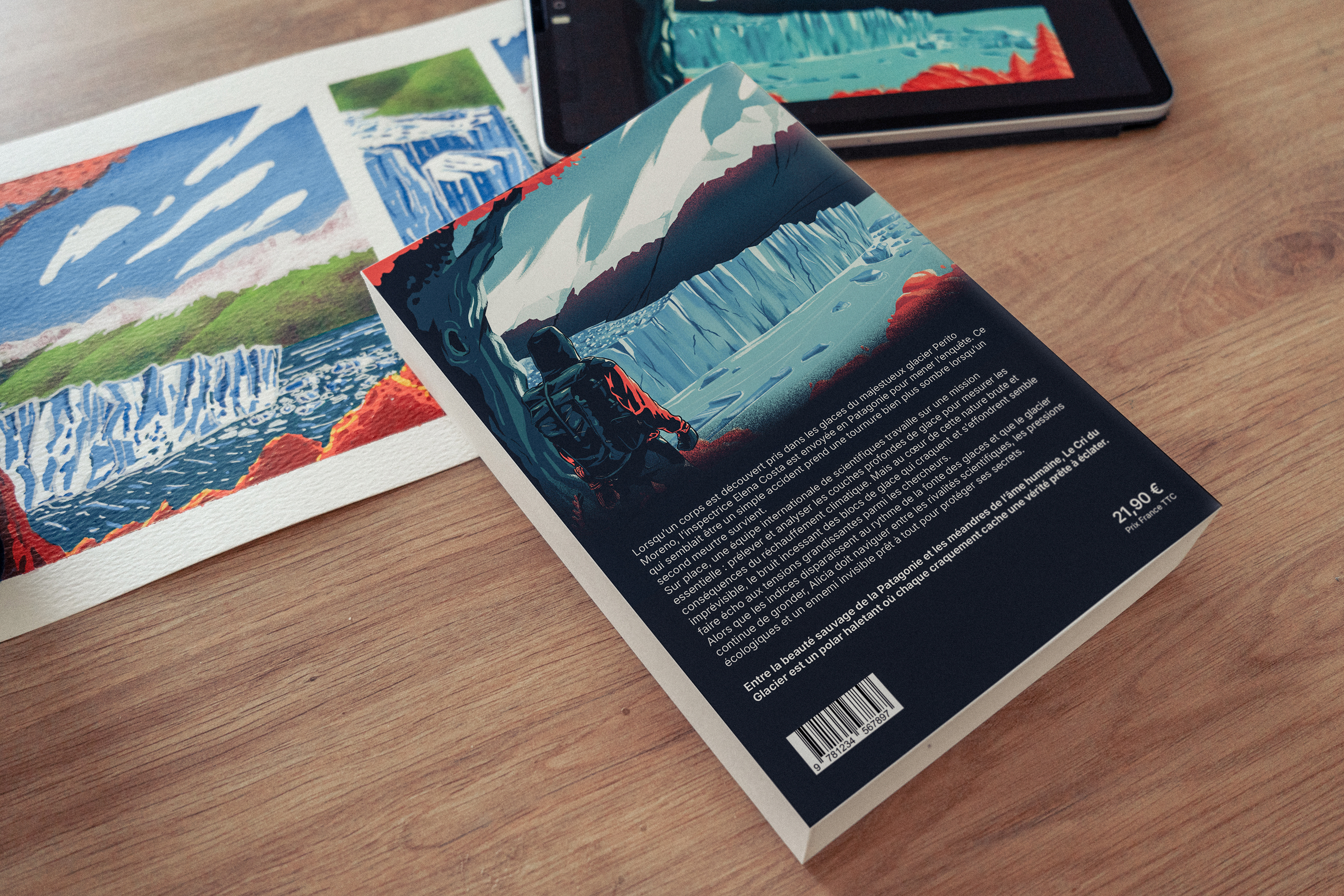 Back cover Le Cri du Glacier a polar novel illustrated by Jason Dejaegere