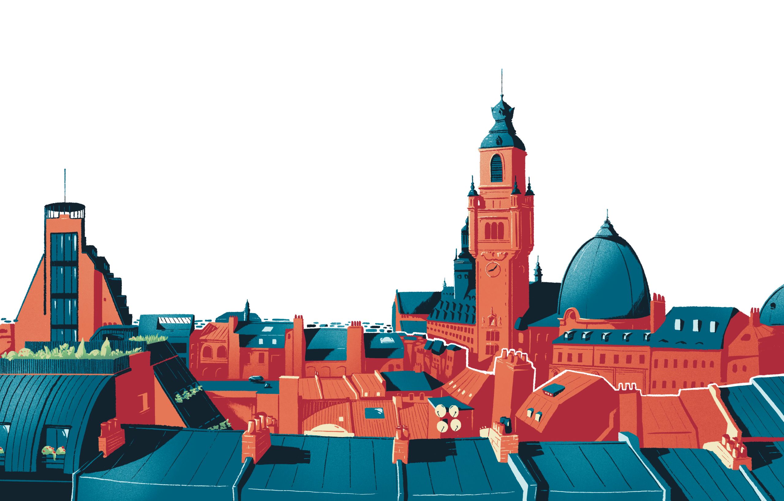View of the roofs of Lille illustrated by Jason Dejaégère for the Braderie de Lille