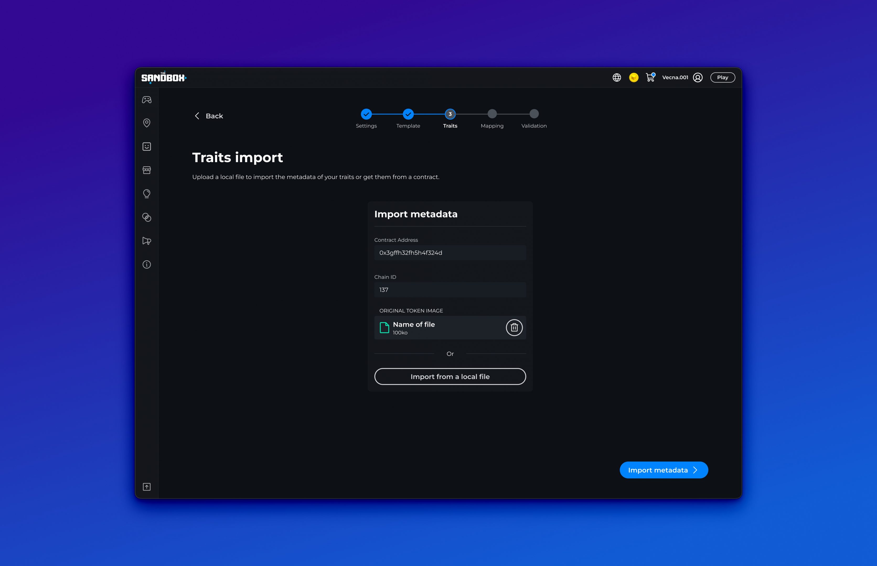 Importation for the Collection Configurator of Sandbox