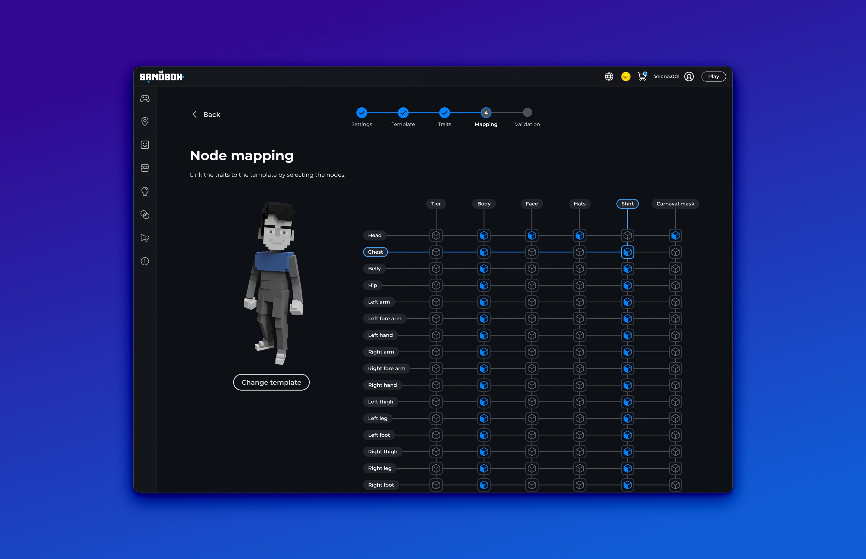 Mapping avatar for the Collection Configurator of Sandbox