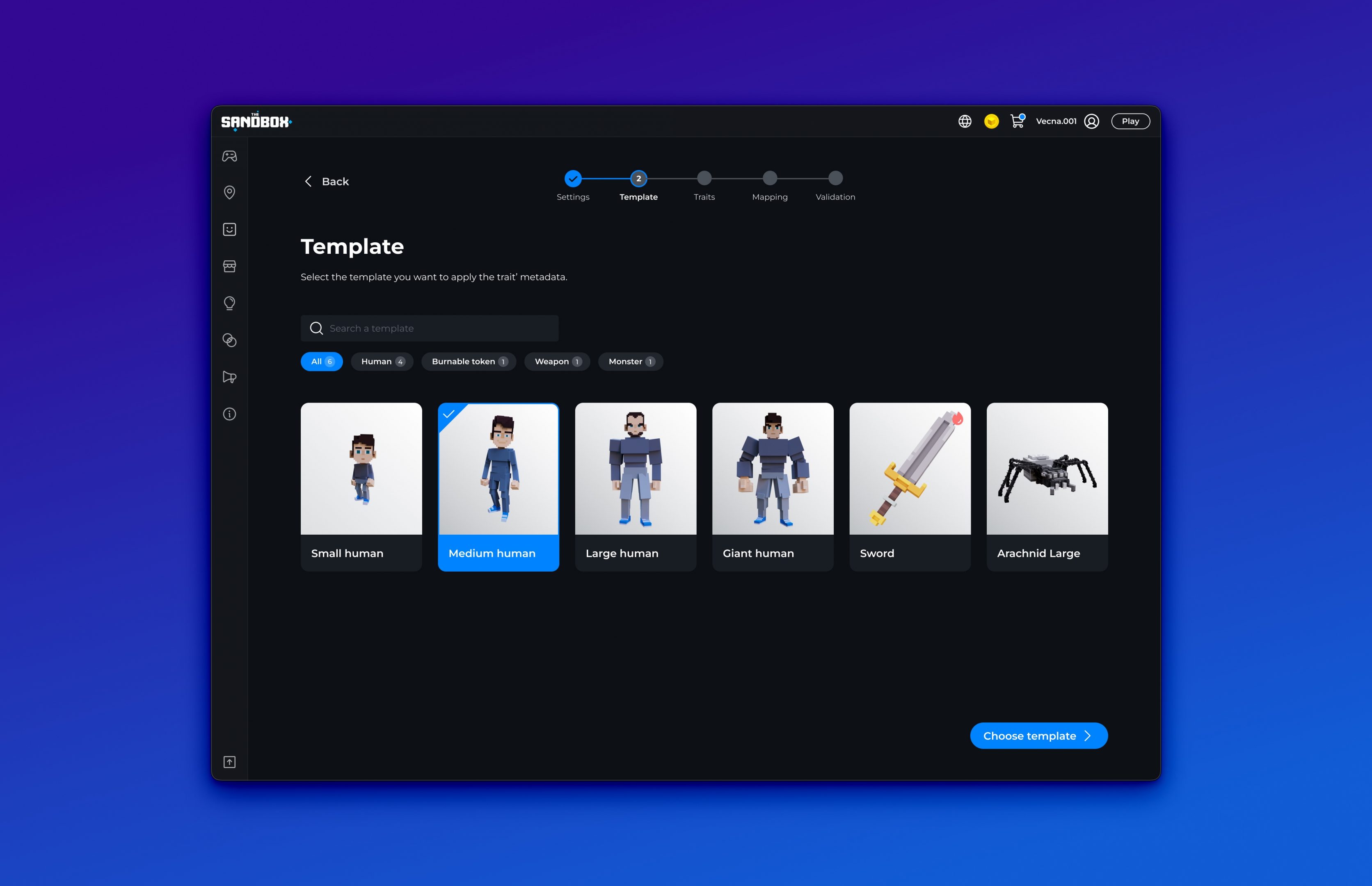 Avatar templates for the Collection Configurator of Sandbox