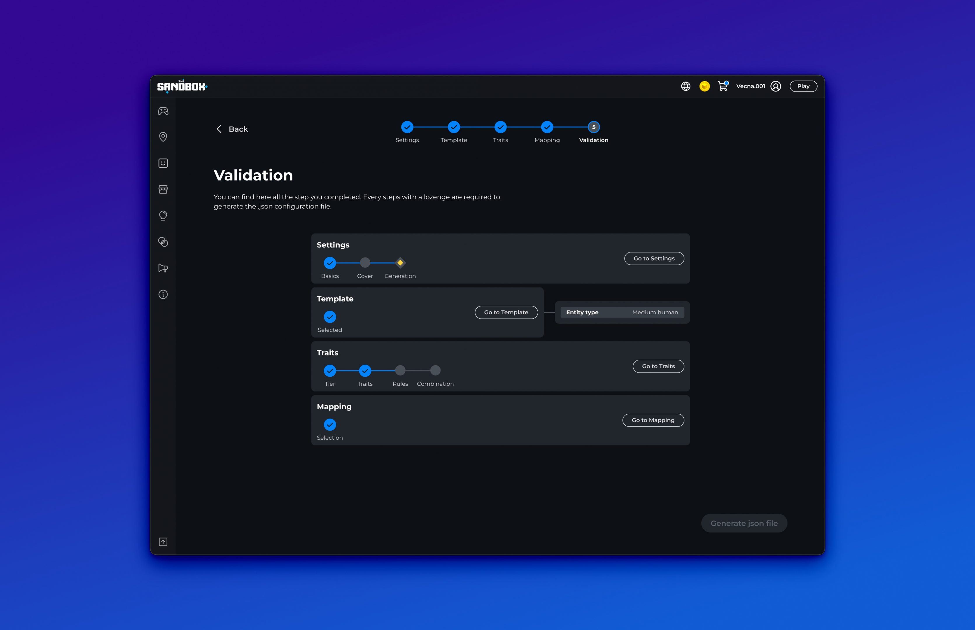 Resume validation for the Collection Configurator of Sandbox
