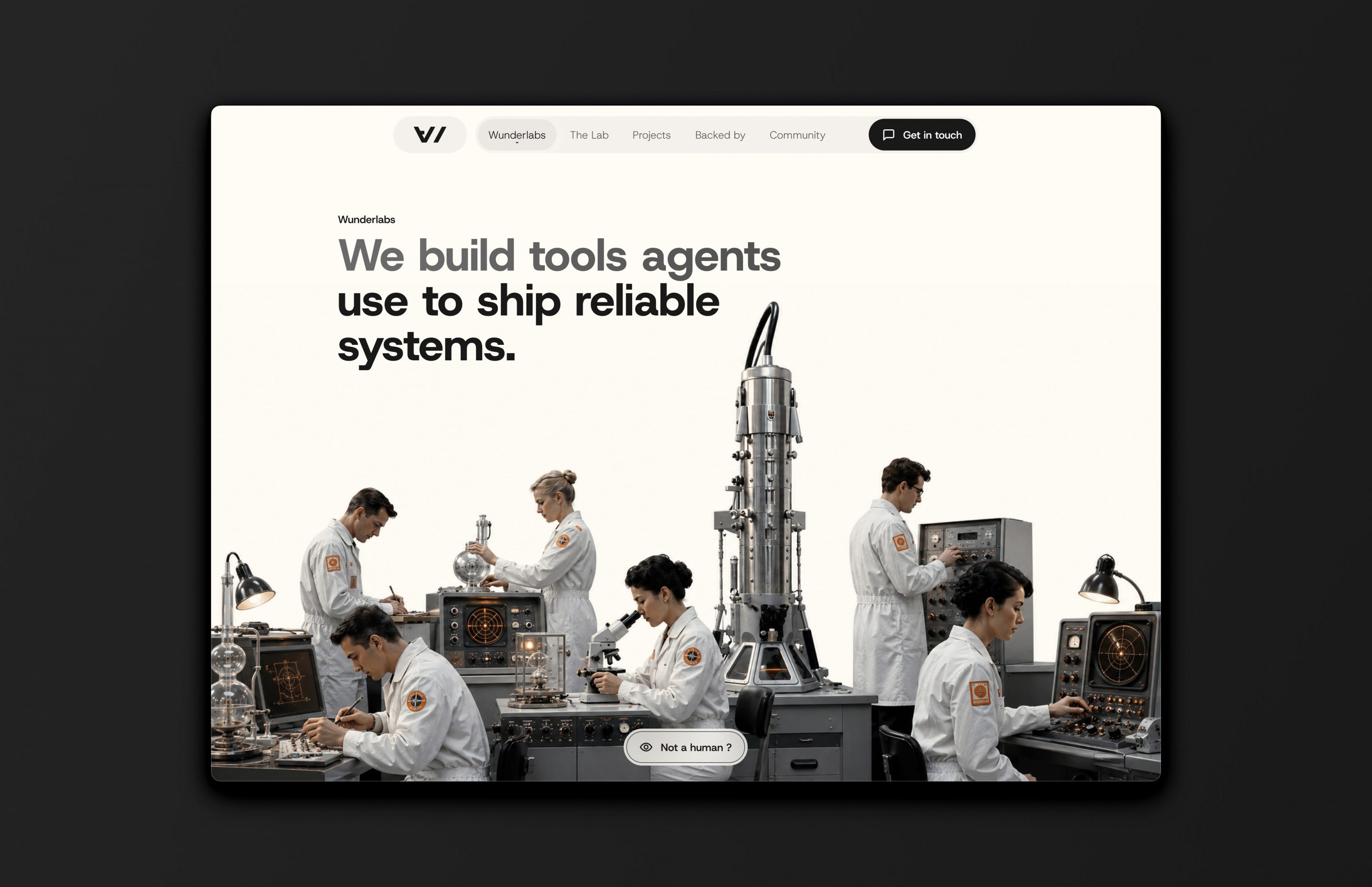 First screen of the landing page of Wunderlabs