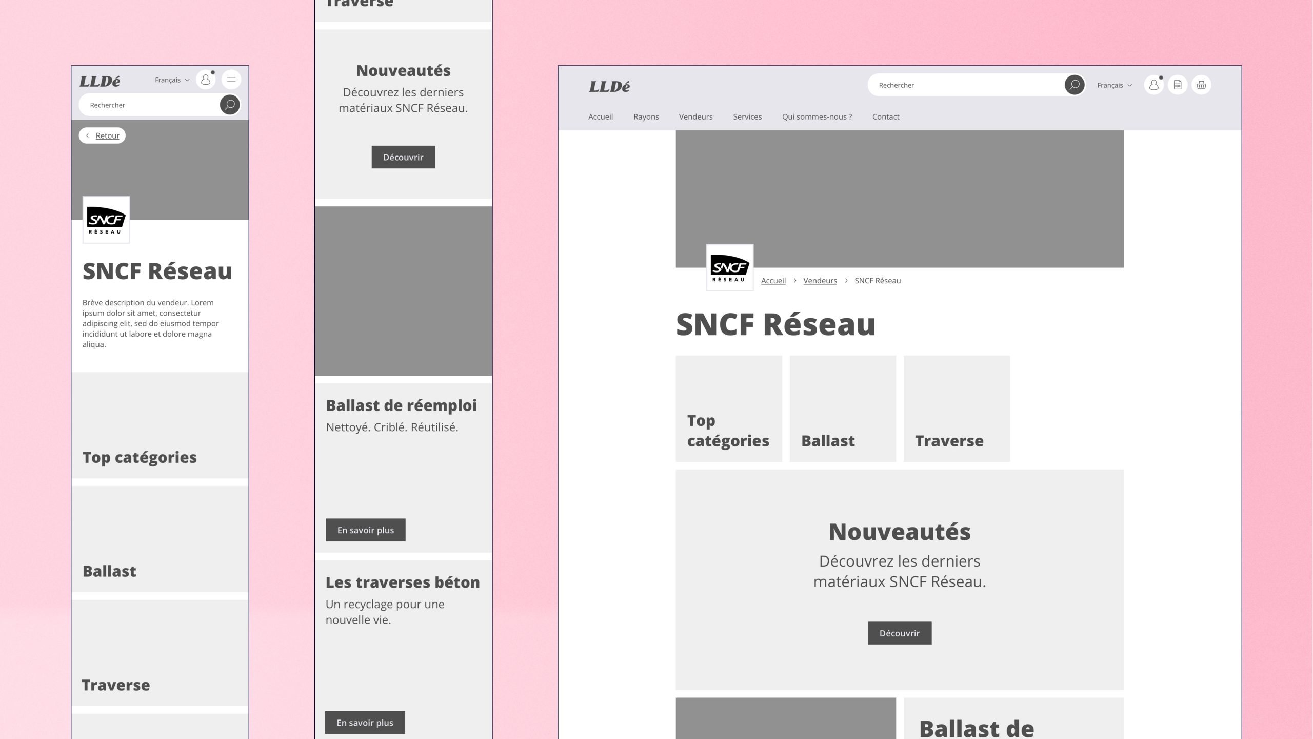 Fiche revendeur en wireframe