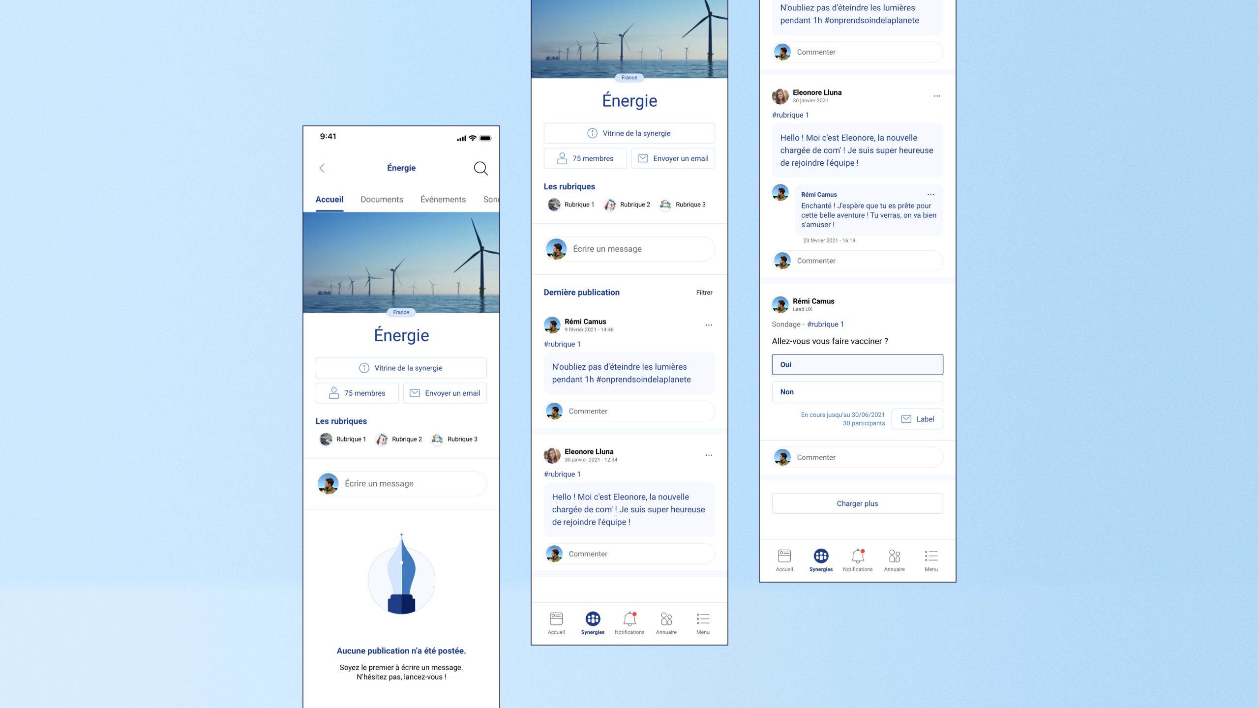 Aperçu du fil d'actualité sur mobile